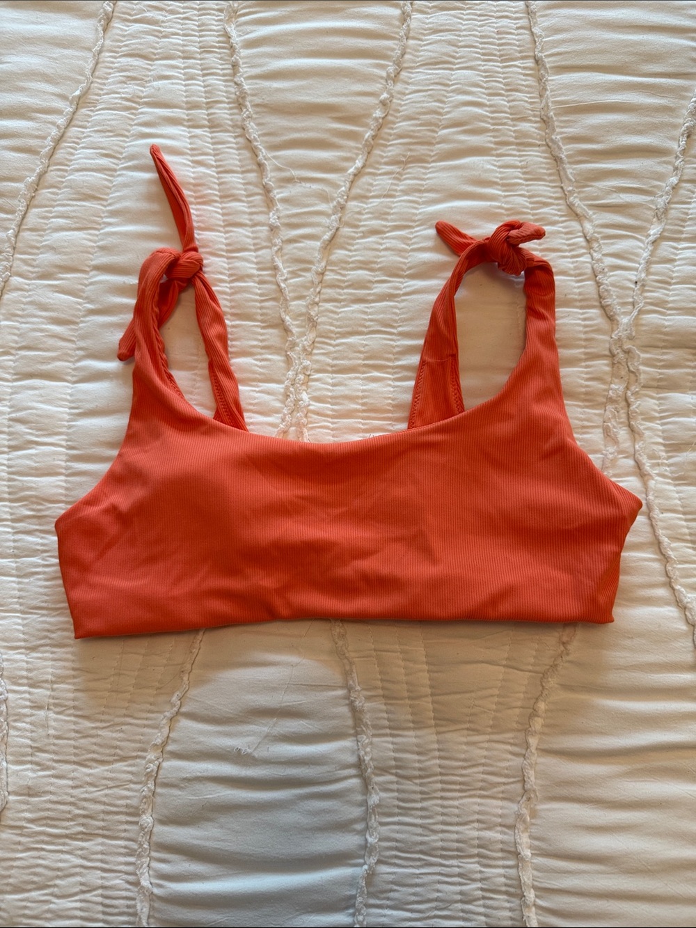 Carve Designs Orange Ribbed Tie-Shoulder Bikini Top